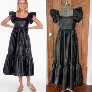 Olivia James The Label Brooke Faux Leather Flutter Sleeve Dress
- Size XS💛